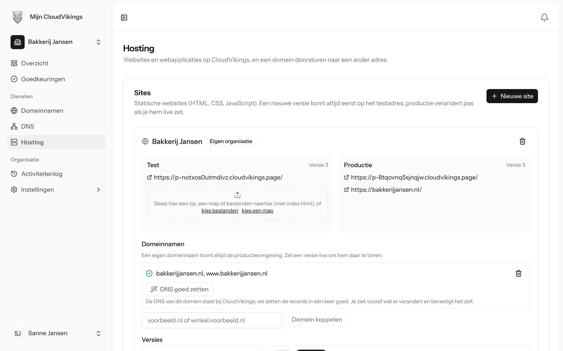 Mijn CloudVikings, hosting: de nieuwe versie staat nu in productie op bakkerijjansen.nl